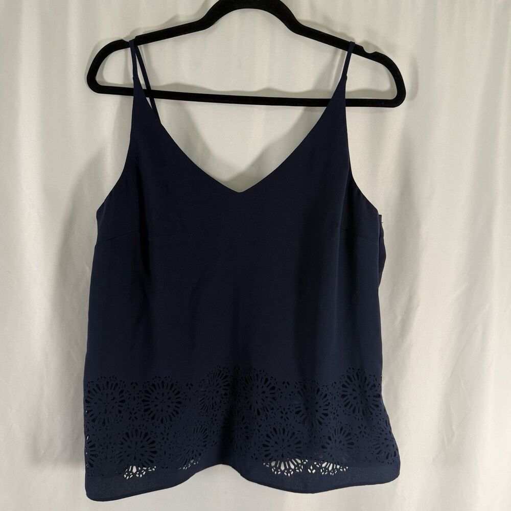 Banana Republic Tank Top Women's Medium Blue Floral Cutout Lined Strappy